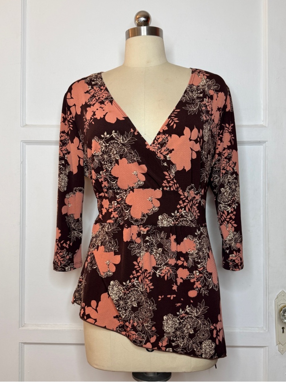 Brown and pink floral top
